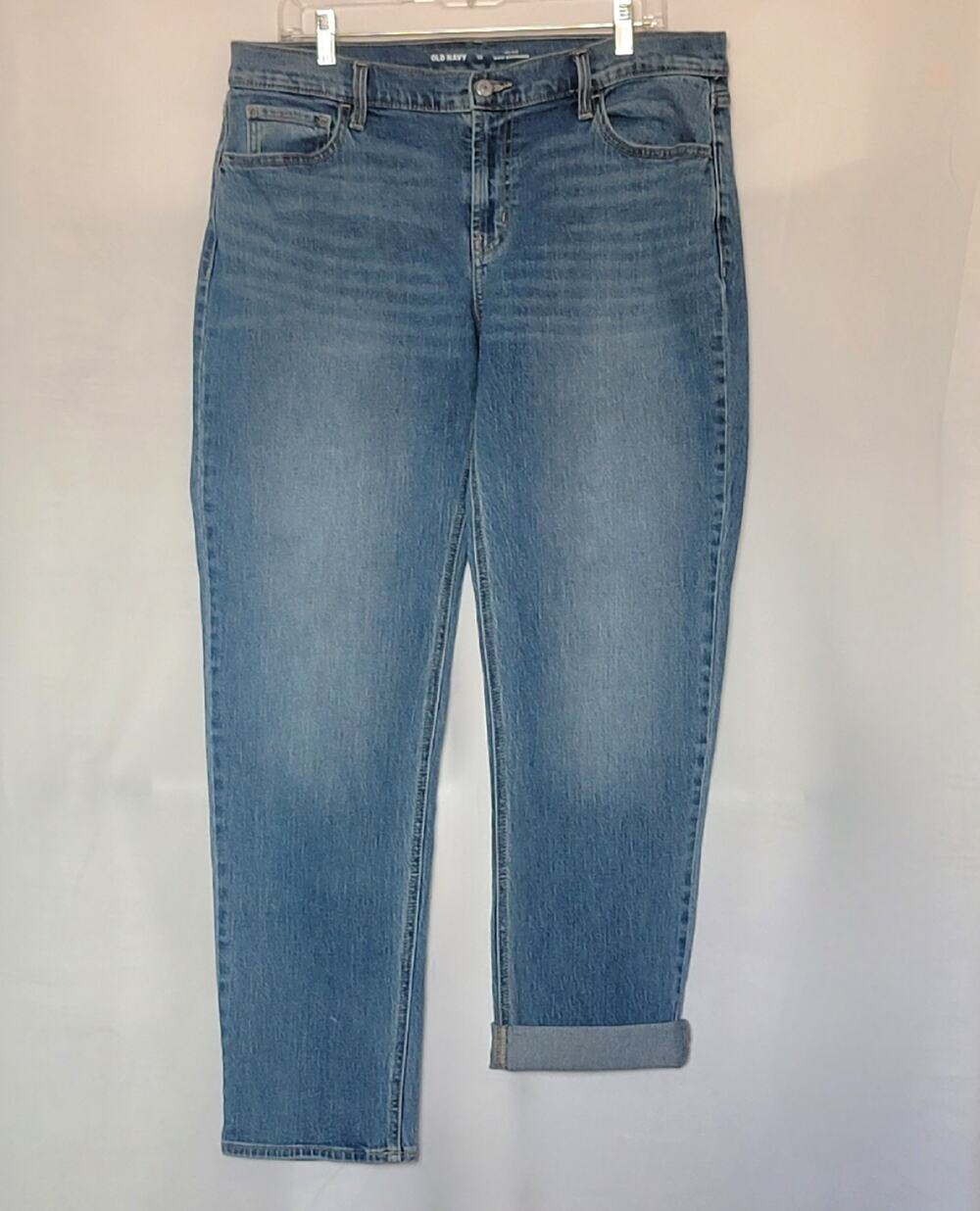 Womens Old Navy Wow Boyfriend Straight Ankle Medium Wash Blue Denim Jeans Sz: 12